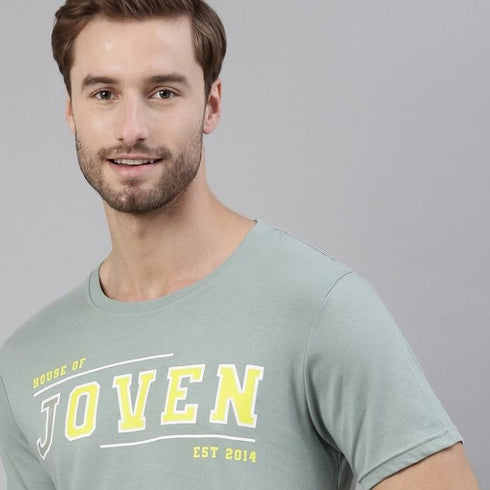 Green Printed Crew Neck Tshirt